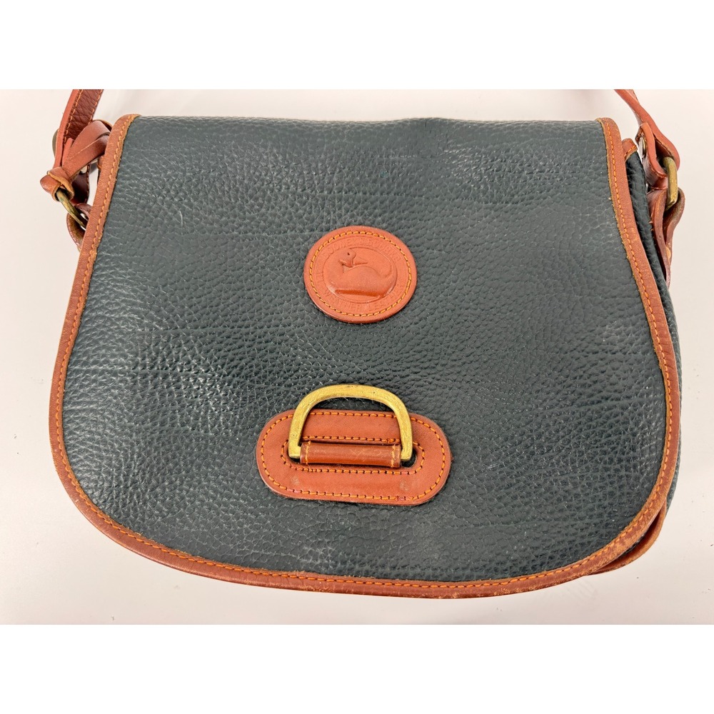 Vintage Dooney and Bourke Horseshoe Bag Crossbody Green All Weather Leather
